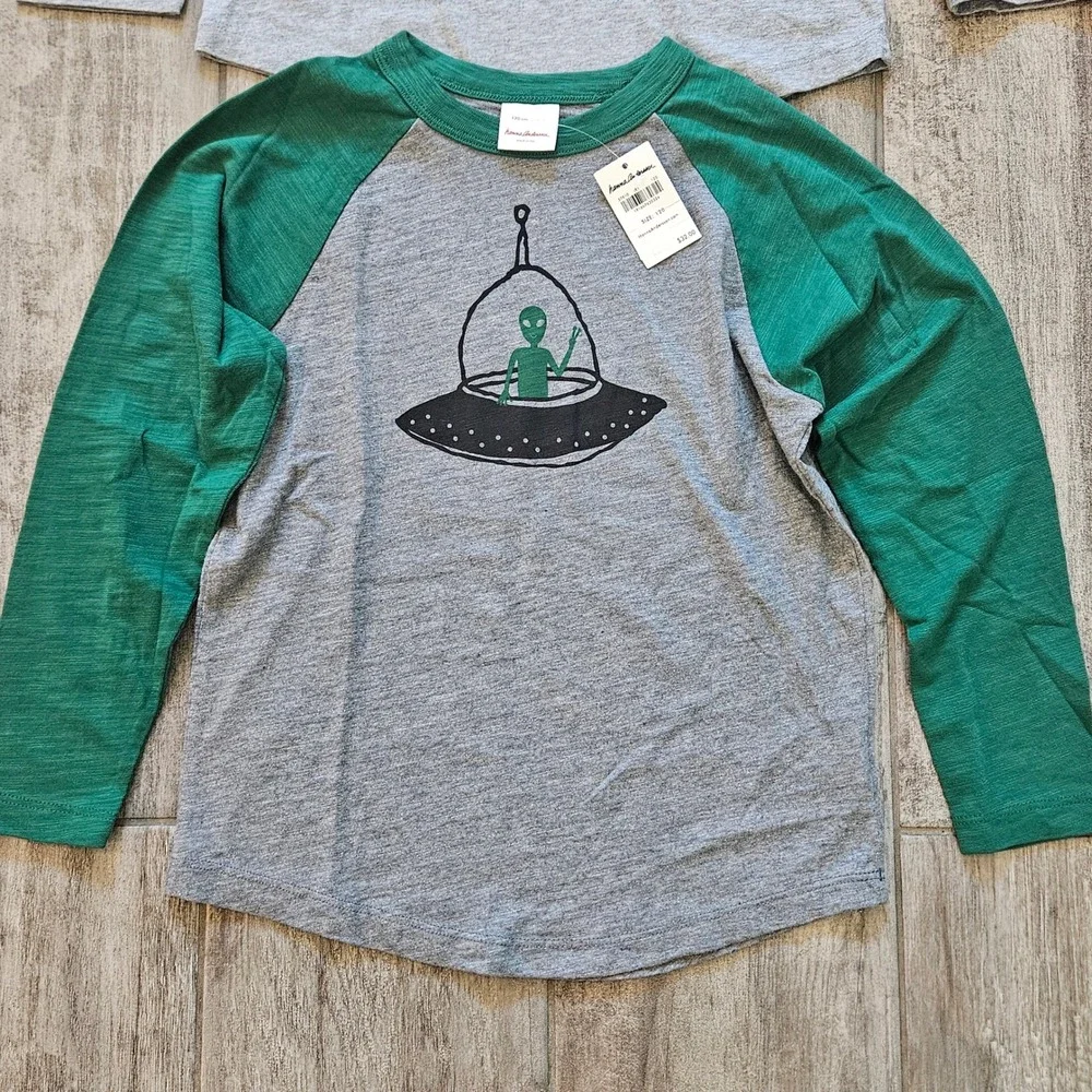 Hanna Andersson Shirt Jogger Set of 3 Kids 120 US 6-7 NEW Alien UFO Raglan Pants